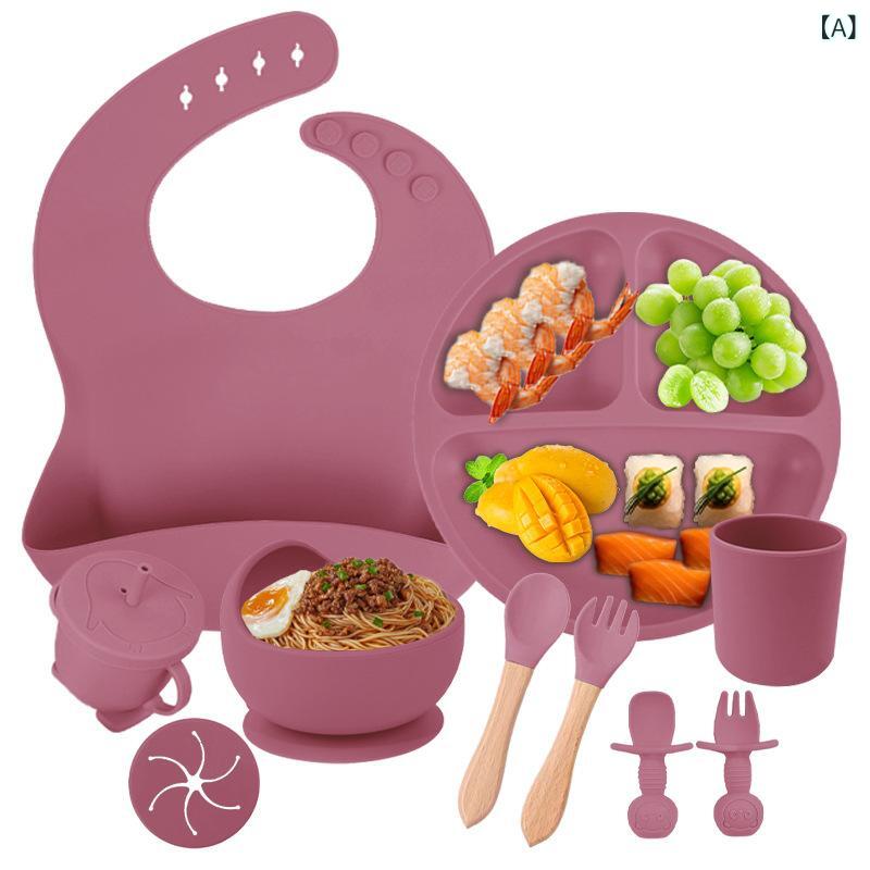 樂天商城 - ベビー シリコン 食器 セット 赤ちゃんの 食事 練習 用 離乳食 自立 食 吸盤 付き ボウル 一 体型 子供 用 食器 授乳