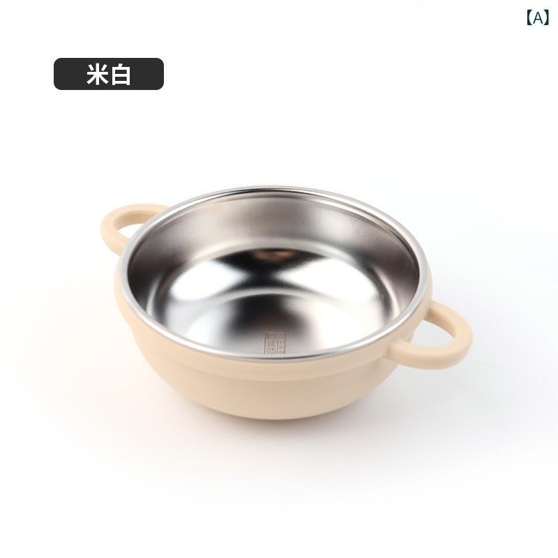 樂天商城 - シリコン 製両 耳 付き ボウル、 304 ステンレス 鋼 製 内側、 子供 用 食器、 落下 防止、 火傷 防止、 吸盤 付き、 ベビーライスシリアル、 補助 食(x10)