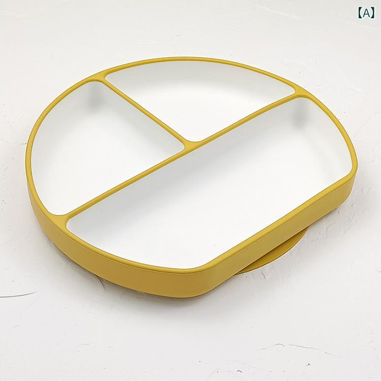 ベビー 用品 卸売 ベビー 子供 用 シリコン 食器 2 色 シンプル 碗 トレー 補助 碗 分 格 吸盤 食器