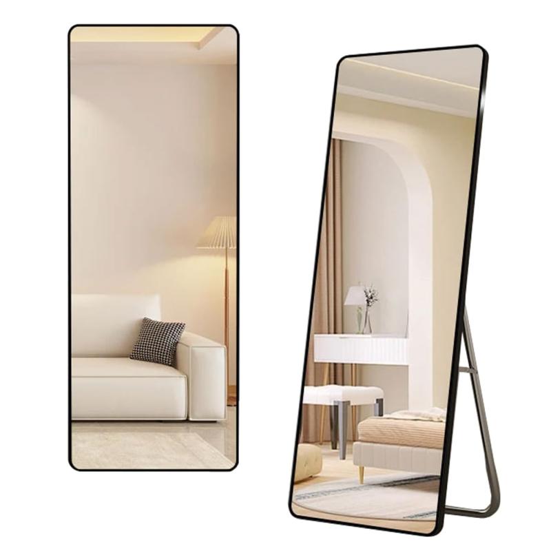姿見鏡 全身鏡 大型 壁掛けミラー スタンド鏡 幅34×高さ146cm 完成品 立てかけミラー 壁掛け 飛散防止 スタンドミラー かがみ 折りたたみ 自立 軽量 薄型 アルミ合金 大型 おしゃれ 地震対策