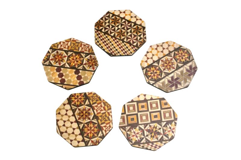 寄木コースター八角 5枚セット 箱根丸山物産