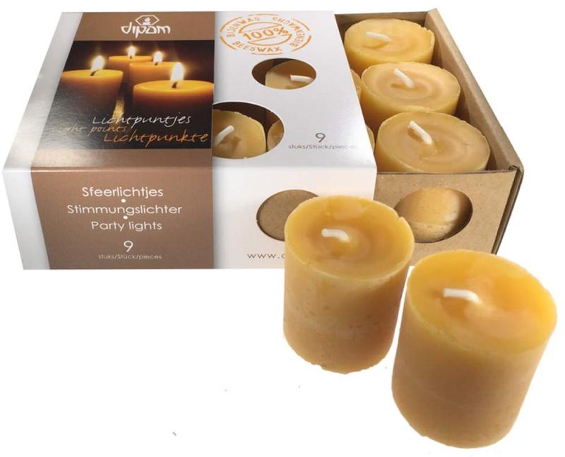 ディパン dipam キャンドル みつろう ろうそく 100% 純粋 蜜ろう パーティーキャンドル 9ヶ入り