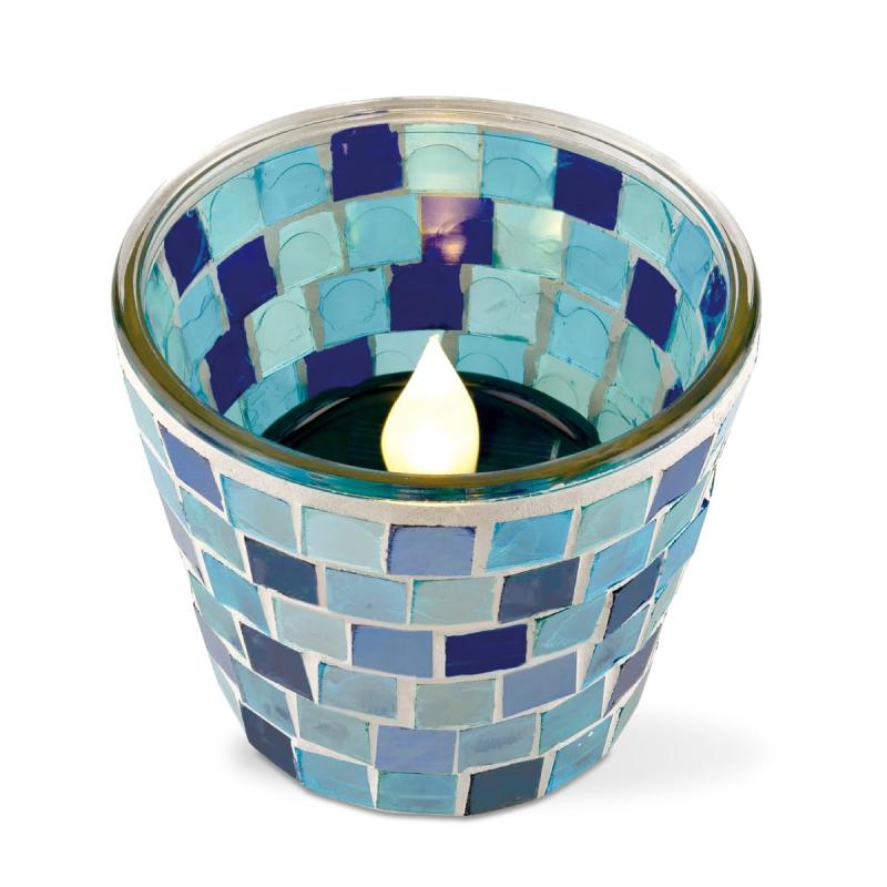 ソーラーガーデンライト キャンドル モザイクガラス Kaleido カレード ブルー