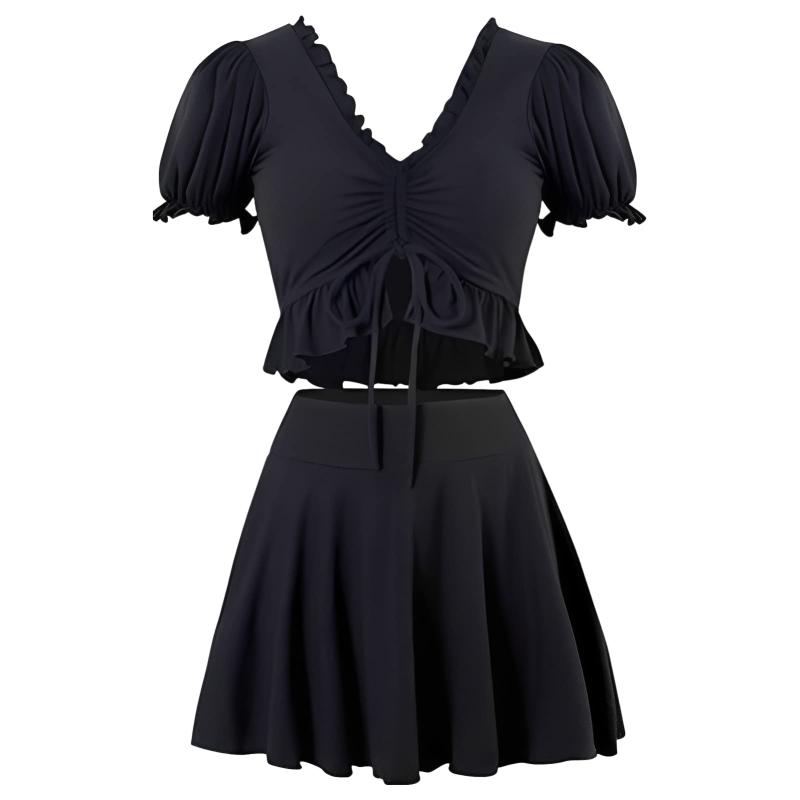 [Matreeglam] 水着 レディース タンキニ 体型カバー ビキニ パット付き セパレーツ フリル 可愛い おしゃれ 水着 上下セット ハイウエスト 大きいサイズ 露出控えめ 伸縮性 海 ビーチ 海水浴 プ