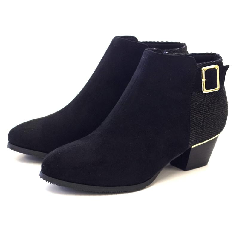 [アミアミ] 低反発 アンクルベルト ショート ブーツ チャンキーヒール KH6300