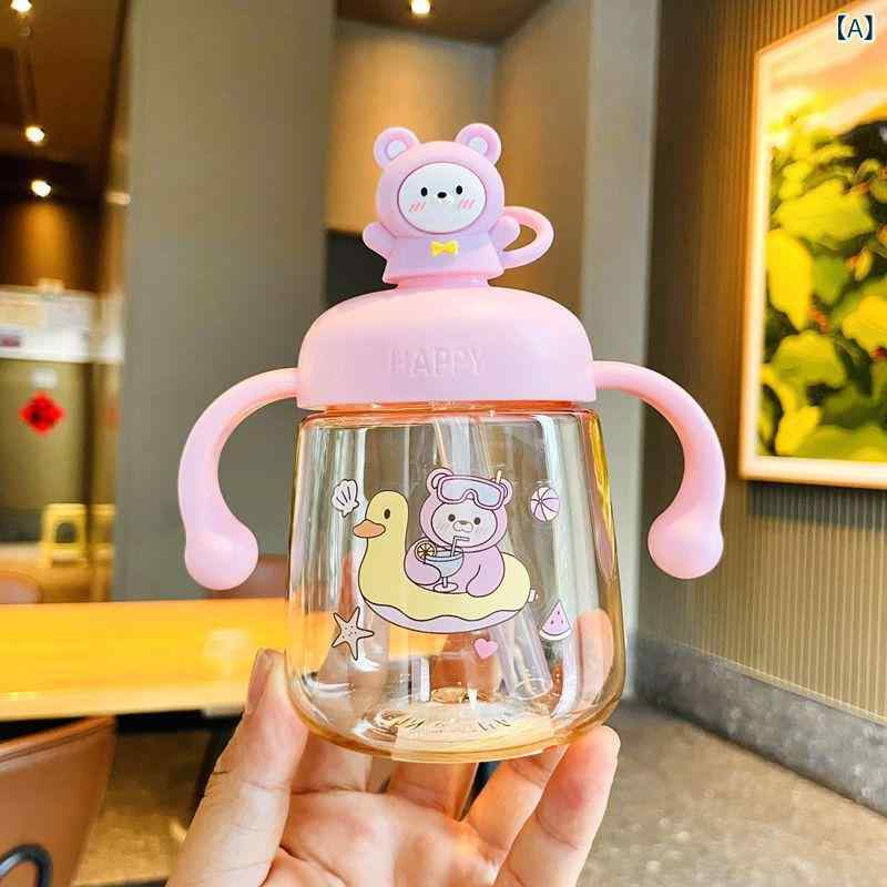 Rakuten - 25 年 新しい 子供 用 ミルク カップ 飲料 ボトル、 目盛り 付き、 ストロー 付き直 飲み カップ、 赤ちゃん 落下 防止、 見栄えの 良い 漫画
