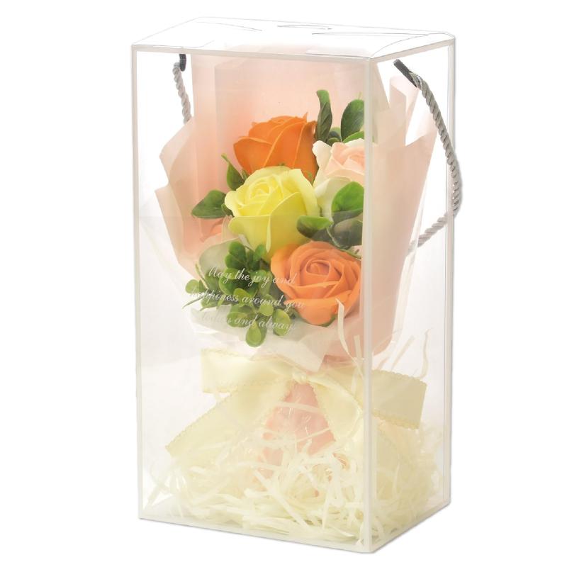 ポピー名古屋 ソープフラワー シャボンフラワー 造花 ギフト プレゼント 5輪ブーケ バラ 花束 約25cm クリアボックス付き