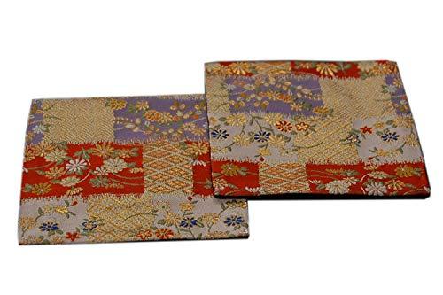 和風 金襴織着物コースター 2枚セット (華 はな）