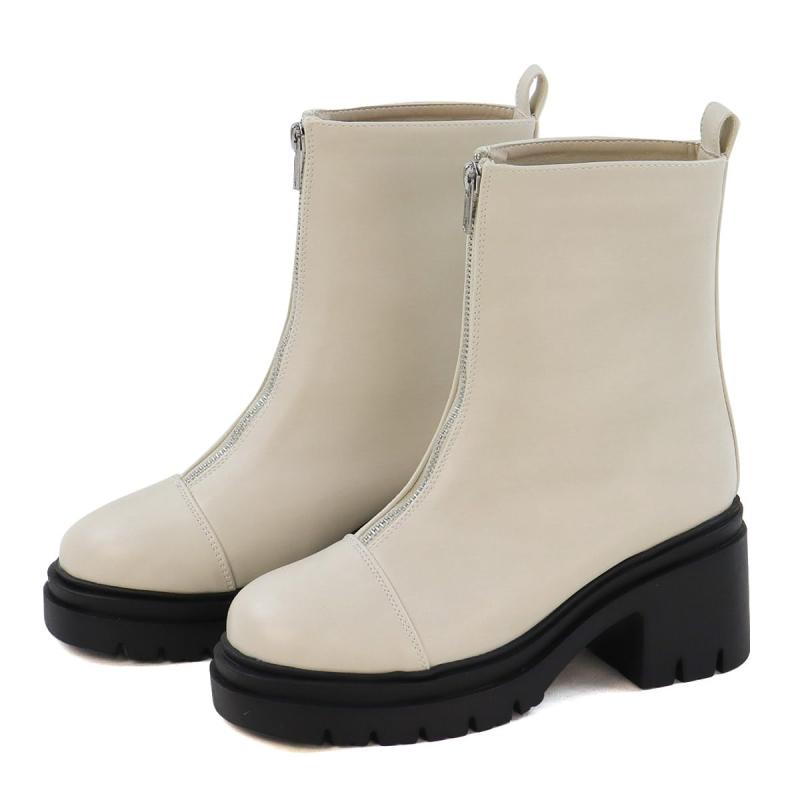 [リバティー ドール] ブーツ ショートブーツ フロントジップブーツ 厚底 7.5cmヒール プラットフォーム キャップトゥ 9126 レディース