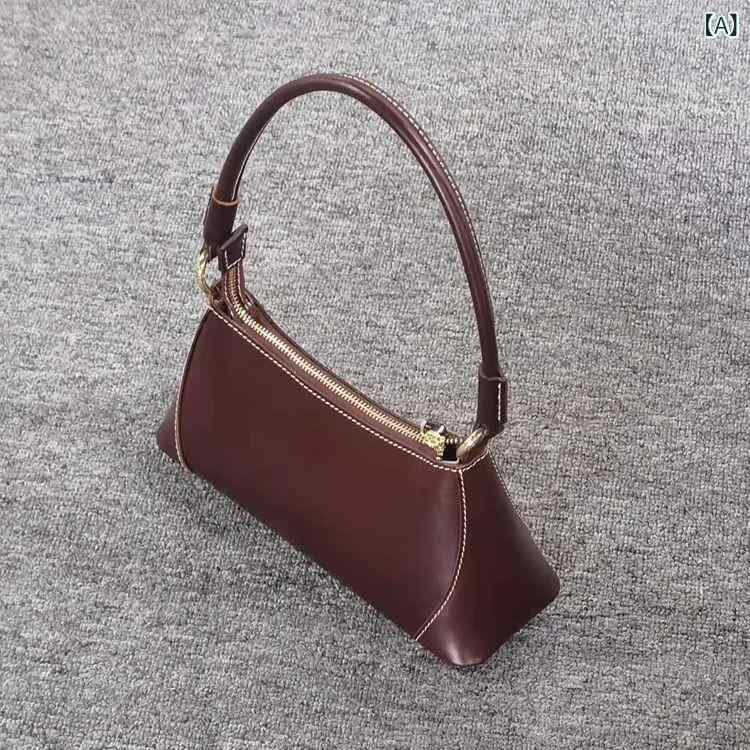 乐天商城 - 新作 イタリア製 牛革 女性 用 バッグ、 ビジネス 用 脇 下 バッグ、 ファッショナブルな バゲット 型 ハンドバッグ、 ヴィンテージ 風 植物 タンニン 鞣し。