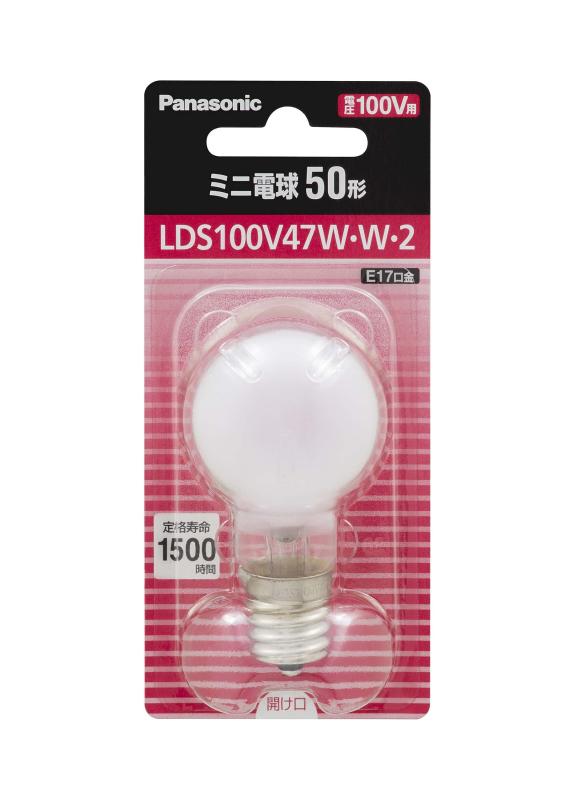 パナソニック ミニ電球 アルゴンガス ミニクリプトン電球代替品 100V 50形(47W) E17口金 35mm径 ホワイト 1個入り LDS100V47WW2