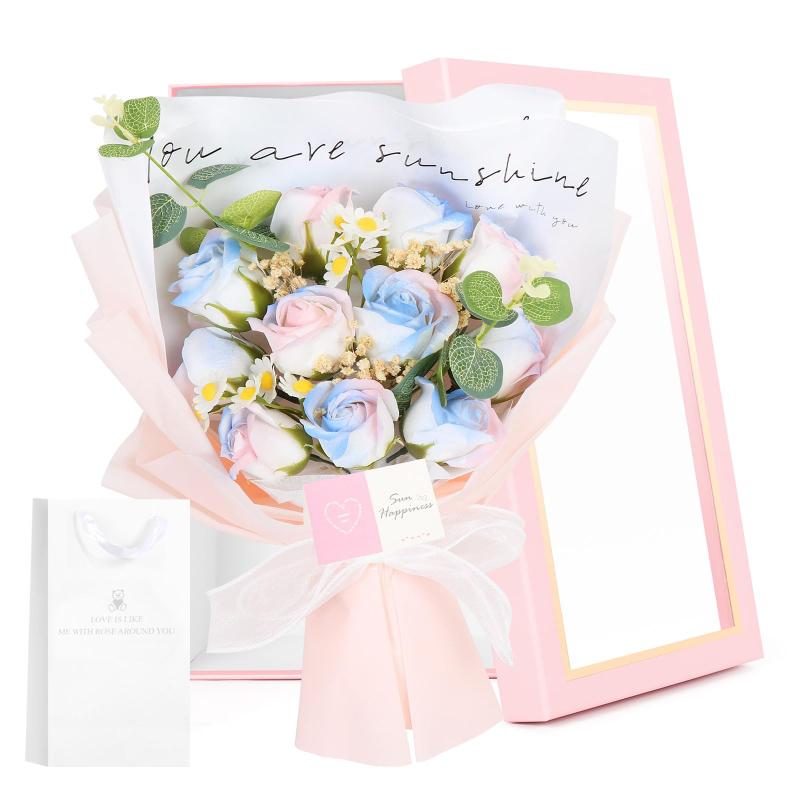 YIBONIKAイボニカ ソープフラワー 造花 花束 母の日ギフト 花 枯れない花 BOX入りソープ ...