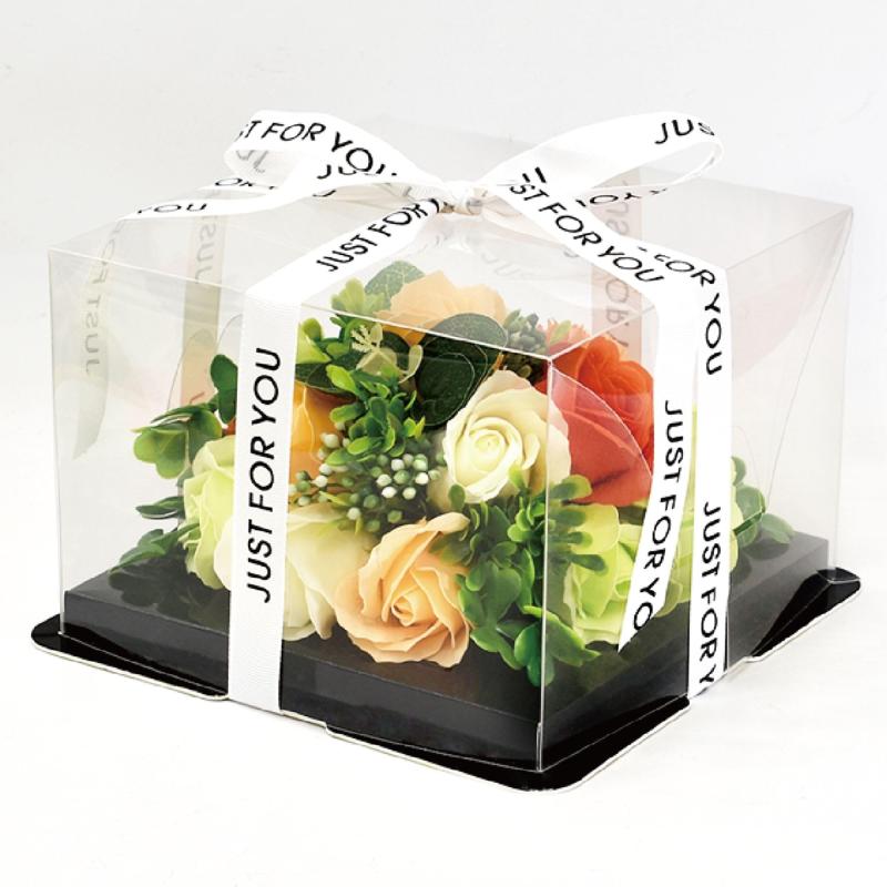 ポピー名古屋 ソープフラワー シャボンフラワー 造花 ギフト プレゼント ブーケボックス バラ ボックス 約21cm リボン付き