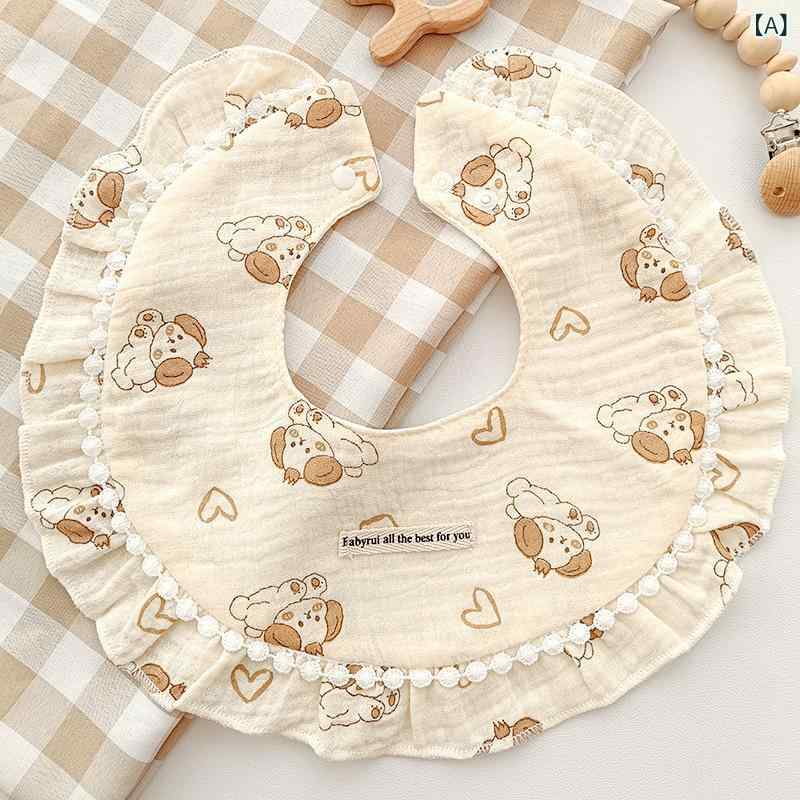 新しい ガーゼの 赤ちゃんの 唾 タオルの 甘い お姫様 風の 防水の 大きい レースの 赤ちゃんの 口を 囲む のは 丸い ポケットを 合わせます。