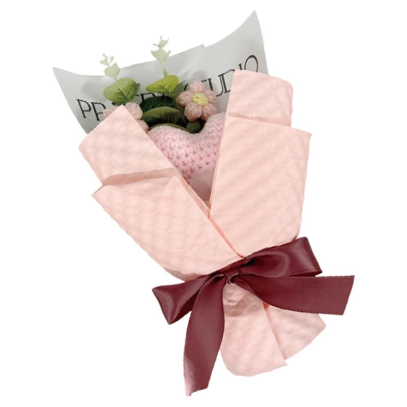 キューフラ(Q-FLA) ニットフラワー サマー ニット ブーケ 花束 ブルー BL プレゼント ギフト お祝い ケース型 バッグ