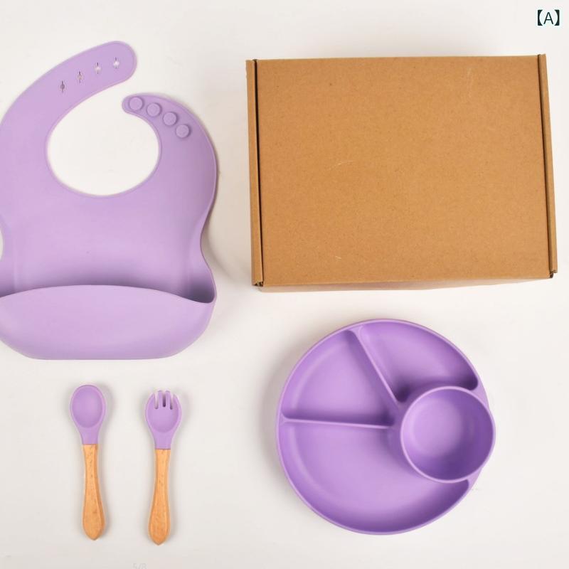Rakuten - 都 茉宝の シリカゲルの 円形の 食事の 皿の 一体 式の シリカゲルの 子供の 食器の 北 欧風の 4 セットの シリカゲルの 食事