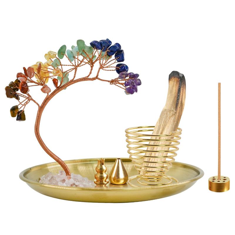 MrMrKura お香立て 真鍮製 5点セット 香炉 受け皿 オシャレ 線香立て 金属製 可愛い お香ホルダー パロ..