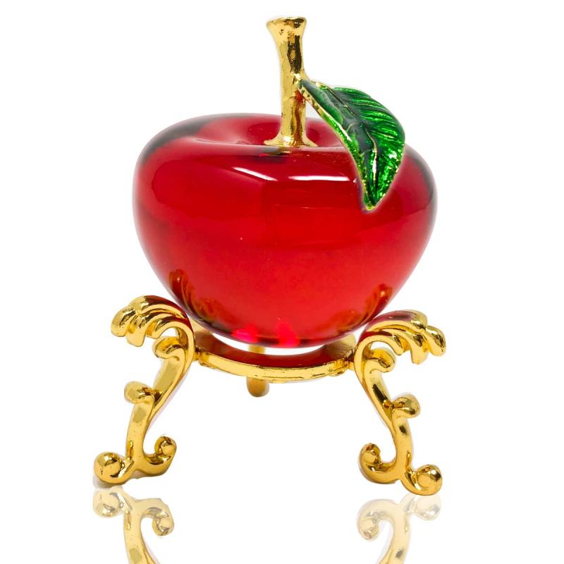[六識堂＼Rokushiki‐do．jp] りんご 置物 風水 玄関 飾り 風水インテリア 林檎 オブジェ クリスタル サンキャッチャー レッド
