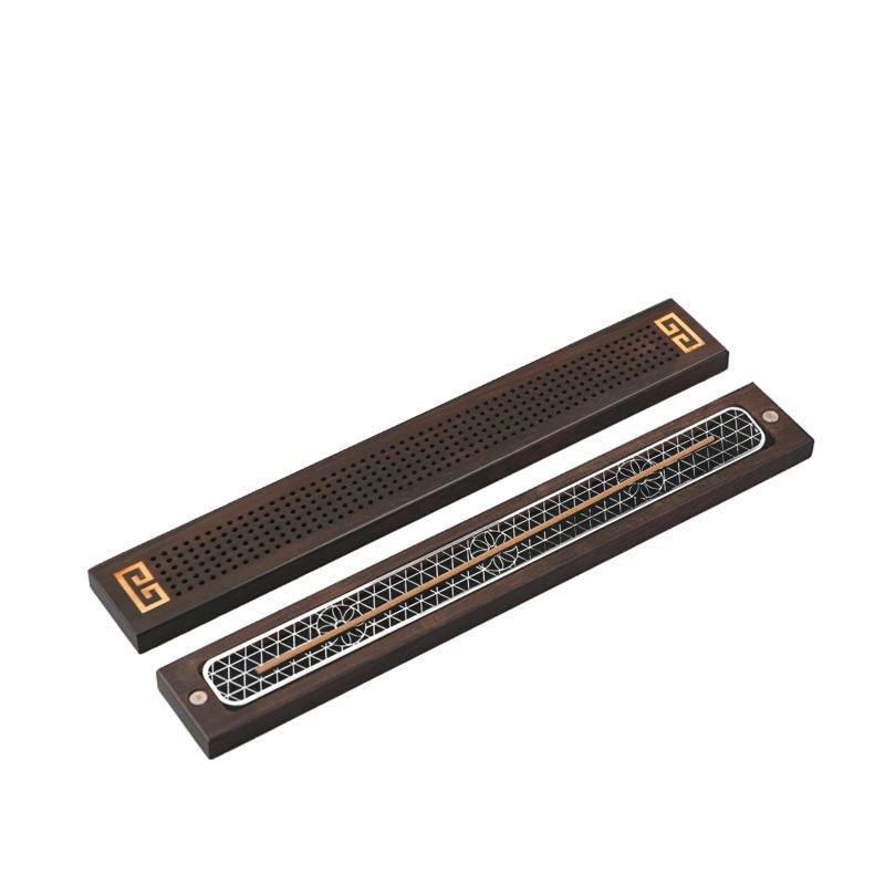 ZeniMart お香立て 横置き 線香ケース 線香立て 木製香炉 フタ付き ステンレスネット付 お香入れ 繊細..