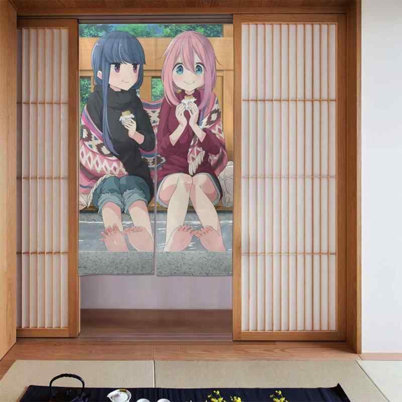 ゆるキャン のれん暖簾 四季兼用 簡単取り付け 玄関目隠し 寝室 浴室用 湯 リビング階段 お部屋の間仕..