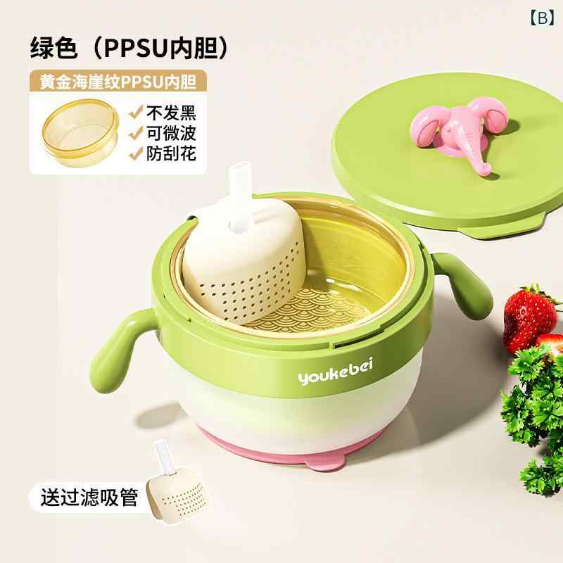 ベビー PPSU 恒 温水 充填 断熱 ボウルフードボウル 落下 防止 高速 鉄 粉米 食器 セット ベビー 食事 ボウル 工場 2