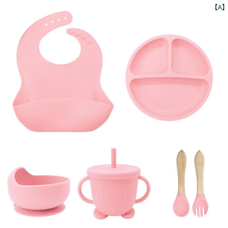 Automatic Food Dish - 母子 シリコン 食器、 離乳食 ボウル、 授乳 用品、 食品 グレードの シリコン ディナー プレート、 よだれかけ、 ウォーター カップ、 フォークと スプーン、 クロス ボーダー(x2)