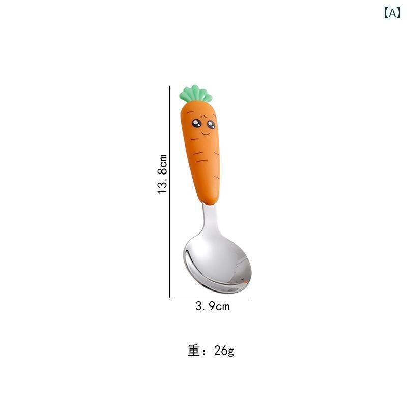 食品 級 シリカゲル 304 ステンレス 赤ちゃん スプーン フォーク短 柄 赤ちゃん 子供 食器 ギフトボックスセットプレゼント 家庭 用