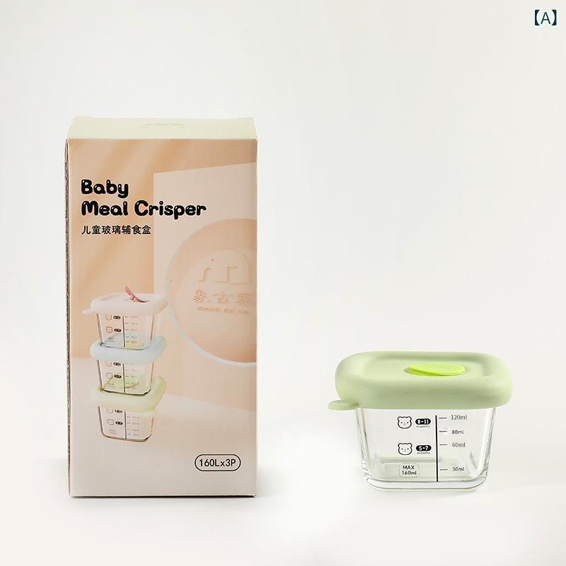 Rakuten - 乳幼児 用 シリカゲルの 補助 食品 ケース セットは、 目盛 付きの 赤ちゃん 蒸し スープ 食器の 新鮮 保持 補助 食品 食器の 道具を 蒸煮 する ことが できる