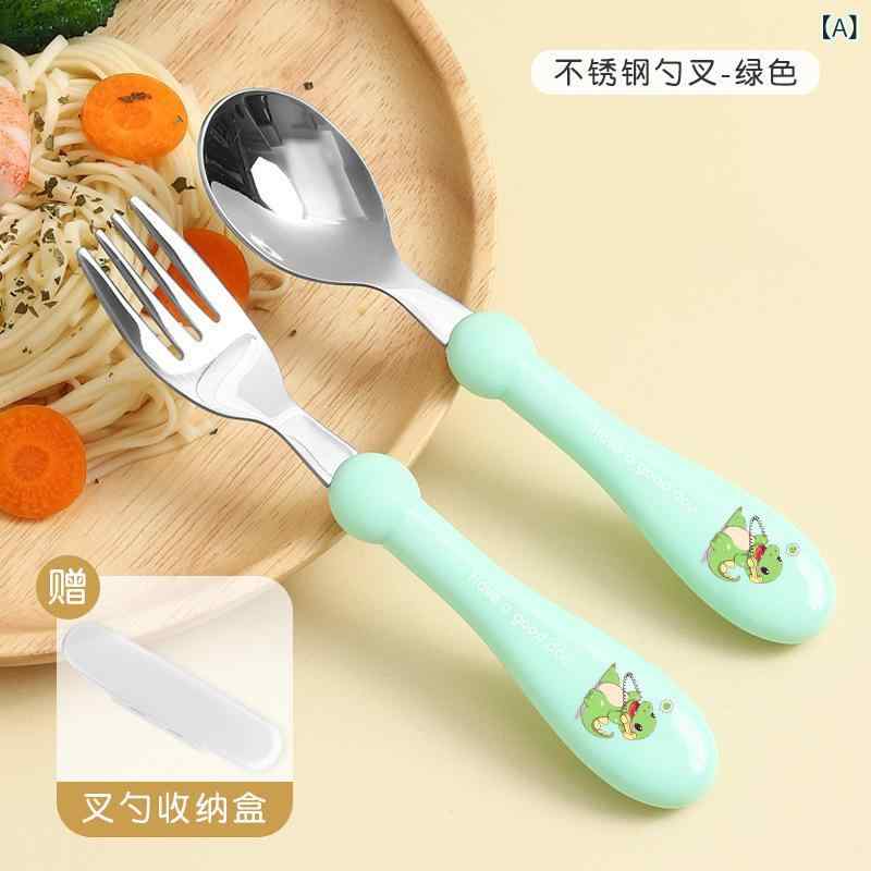 Rakuten - ベビー スプーン 子供 学校 食事 トレーニングベビーステンレスフォークスプーン 食器 セット
