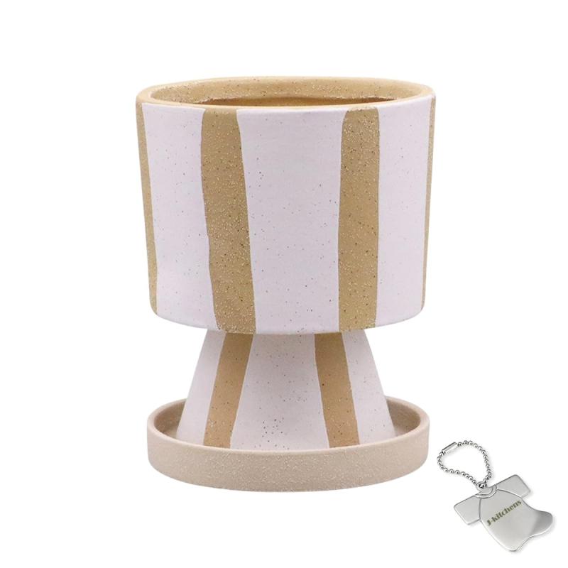 J-kitchens Select 置物 花瓶 陶器 植木鉢 十草 デザイン ポット ロング S ホワイト Φ12xH14.5cm オリ..