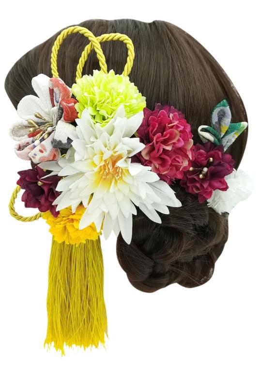 [ネコート] 髪飾り 成人式 浴衣 振袖 袴 つまみ細工 タッセル 2点セット 花火大会 卒業式 七五三 和装 小物 和服 前撮り