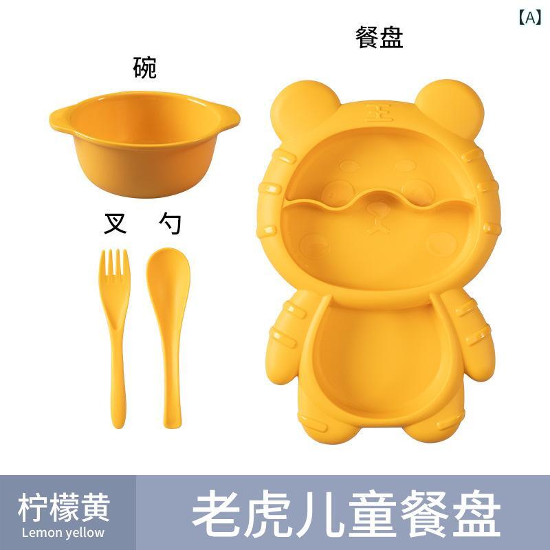 Rakuten - かわいい 漫画の 子供の分 格の 食事の 皿の 赤ちゃんの 飼育の 食器の 4つの セットの 赤ちゃんの 補助の 碗の スプーンの フォークの 食器