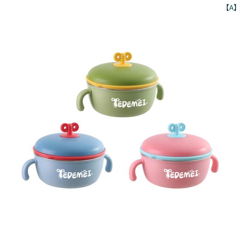 Rakuten - 子供の 碗は 転んで 熱い ことを 防ぐ ことが できます。 幼児の 注水の 保温 碗は 食器を 持って 蓋を 持って 転んで 熱い ことを 防ぐ ことが できます。