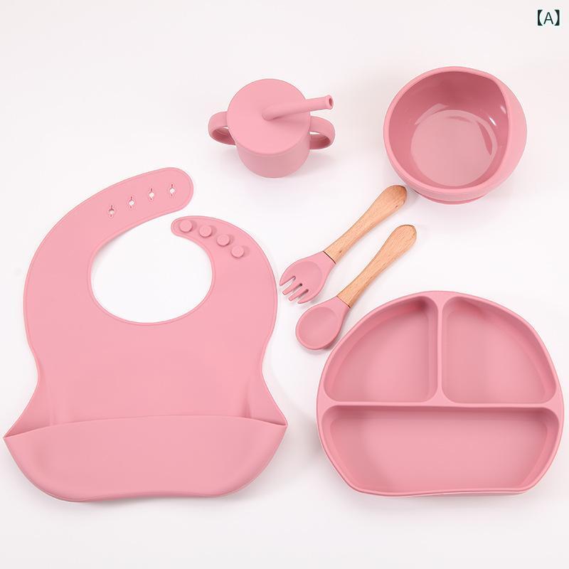 Rakuten - 転倒 防止 シリカゲル 子供 食器 セット 赤ちゃん 飼育 専用 補助 食器 皿 フォーク スプーン 赤ちゃん よだれかけ