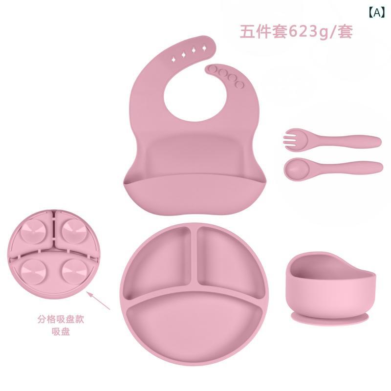 Rakuten - シリカゲルの 赤ちゃんの 食事 皿の 赤ちゃんの 吸盤 式の分 格の 碗の フォークの スプーンは 自分で 食べます。