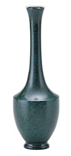 竹中銅器 花器 青銅色 幅7X奥行7X高さ21cm 銅製花瓶 駒鶴首 105-10