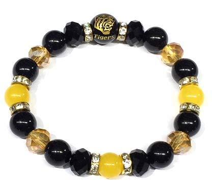 [Tigers] プロ野球グッズ 阪神タイガース 天然石ブレスレットシャンパンイエロー/ブラックLサイズ-249