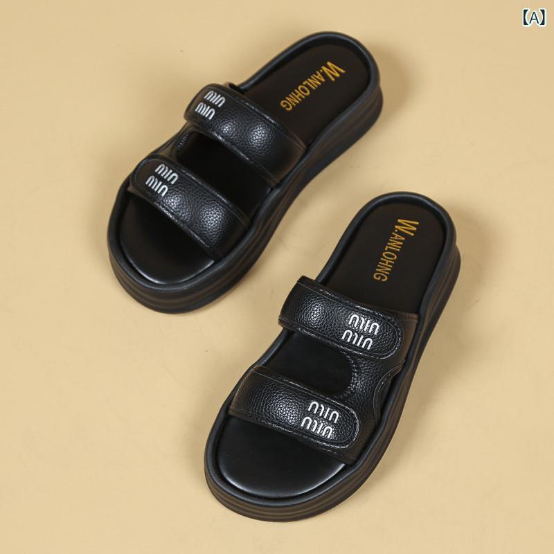 Rakuten - アマゾン 夏の 新しい 厚底 靴デ イリーファッションカジュアルビーチサンダルシンプルな 気質 通勤 スリッパ 女性