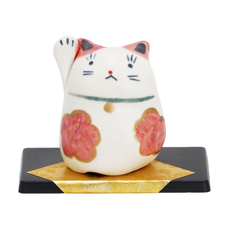 ふくべ屋 瀬戸焼 手描き 招き猫 右手挙げ 金運招福 置物 小型 幸運を呼ぶ インテリアやギフトに最適 (高さ5.5cm 幅4.5cm)瀬戸焼の伝統工芸と手描きの魅力： この手描き招き猫は、瀬戸焼の技法を用いた一品です。職人が一つ一つ手描き...