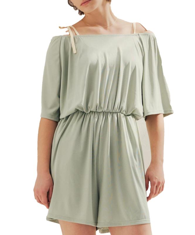 [ティティベイト] ロンパース付 ショルダーリボン ビキニ セット 水着 ADXP4066 レディース