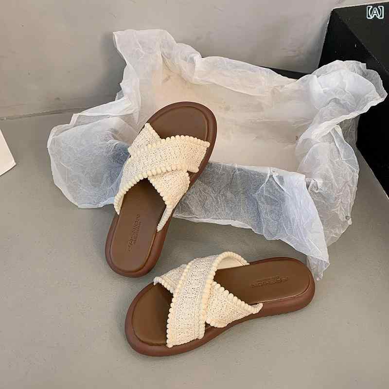 Rakuten - 女性の 厚い 底の スリッパの 女性の 夏の 外は 新型の アンドロメダの ボヘミアンの サンダルを 着て 休暇を 過ごします。