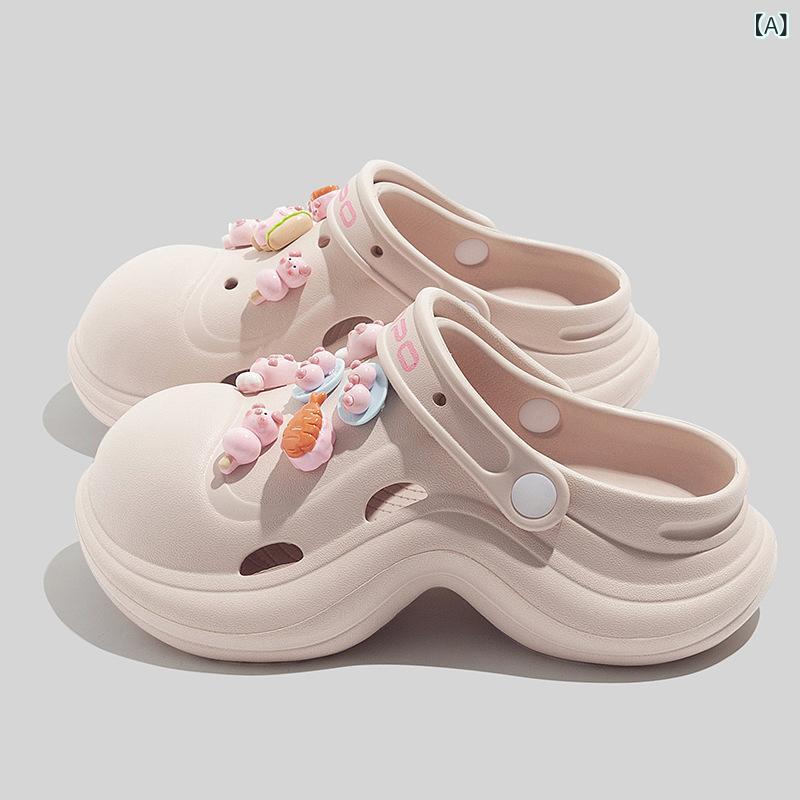 Rakuten - 夏の 高 さの 穴の 靴の 女性の 室外の 厚い 底は 糞 感の evaの スリッパを 踏みます。