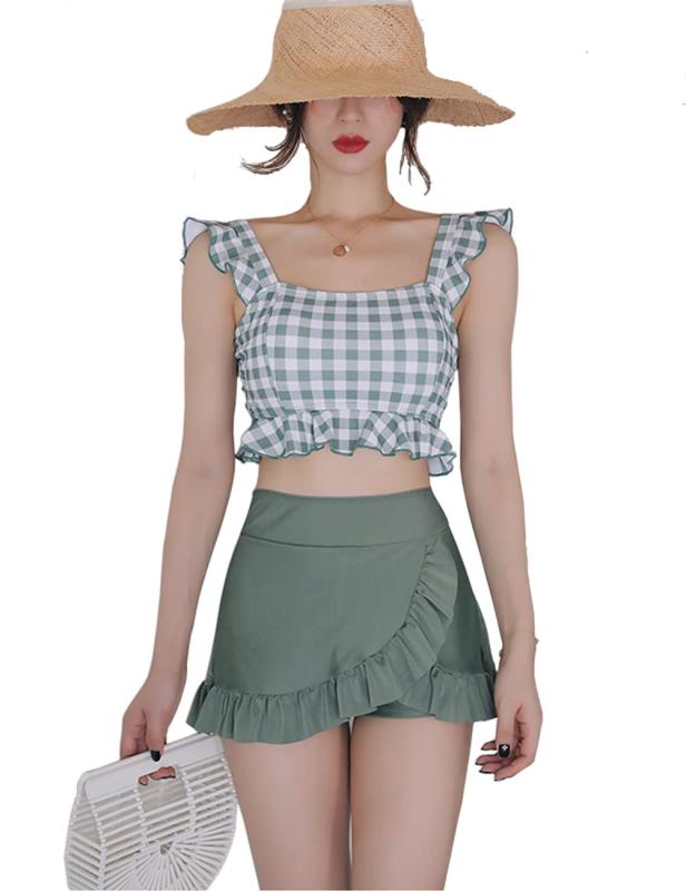 [AILITI] 水着 レディース ビキニ 体型カバー ショートパンツ セパレート 水着 2点セット ハイウエスト ビーチ プール 海 温泉