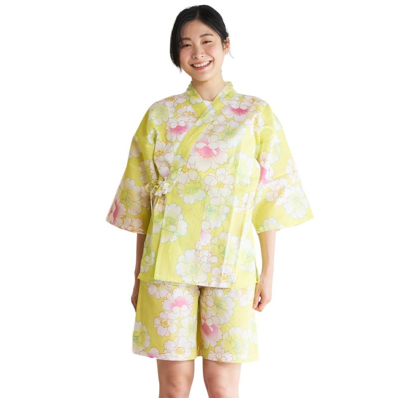 [あい藍] レディース 甚平 和柄 上下セット 綿 涼しい お祭り 花火大会 盆踊り ルームウェア 前開き 吸汗 爽やか 花柄