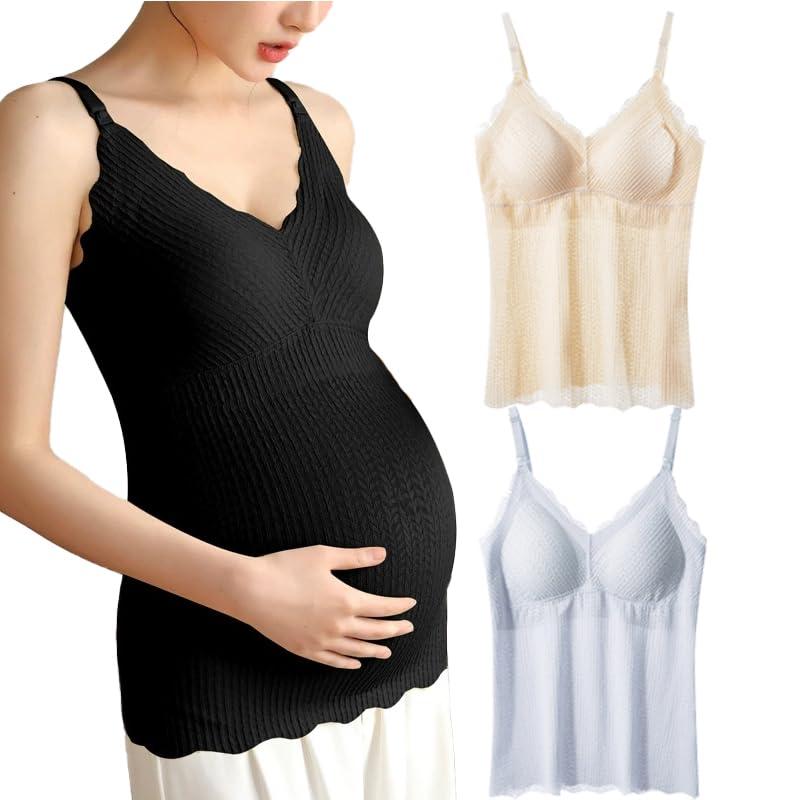 [CORELAVISH] 授乳 キャミソール カップ付き インナー レディース ブラキャミ 産後 ストラップオープン 大きいサイズ シームレス 高通気性