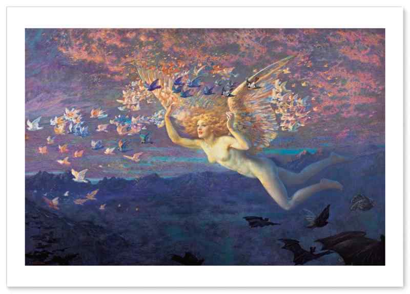 ポスター エドワード・ロバート・ヒューズ 『朝の翼』 A3サイズ 【日本製】 [インテリア 壁紙用] 【ポスター アートギャラリー】絵画 アート 壁紙ポスター