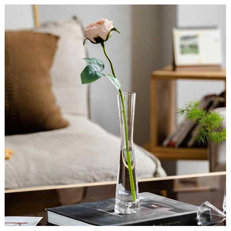 花瓶 おしゃれ 透明 ガラス 花瓶 一輪挿し シンプル花器 水栽培 生け花 造花用 ビング 寝室 オフィスなどの装飾に適しプレゼント 高さ20cm