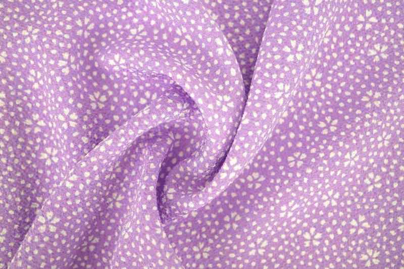 【宇仁繊維】【小紋工房】【二越ちりめん】【花吹雪(1126-LA)】【薄紫×白】生地、和柄、江戸小紋、洗えるちりめん、ポリエステル100%、日本製、着物、和装、つまみ細工、和雑貨、和小物、