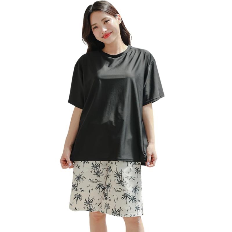 [RAVIR] 【ラヴィール】水着 レディース 体型カバー タンキニ ラッシュガード 4点セット 女性用水着 シンプル ボーイレッグ ハーフパンツ