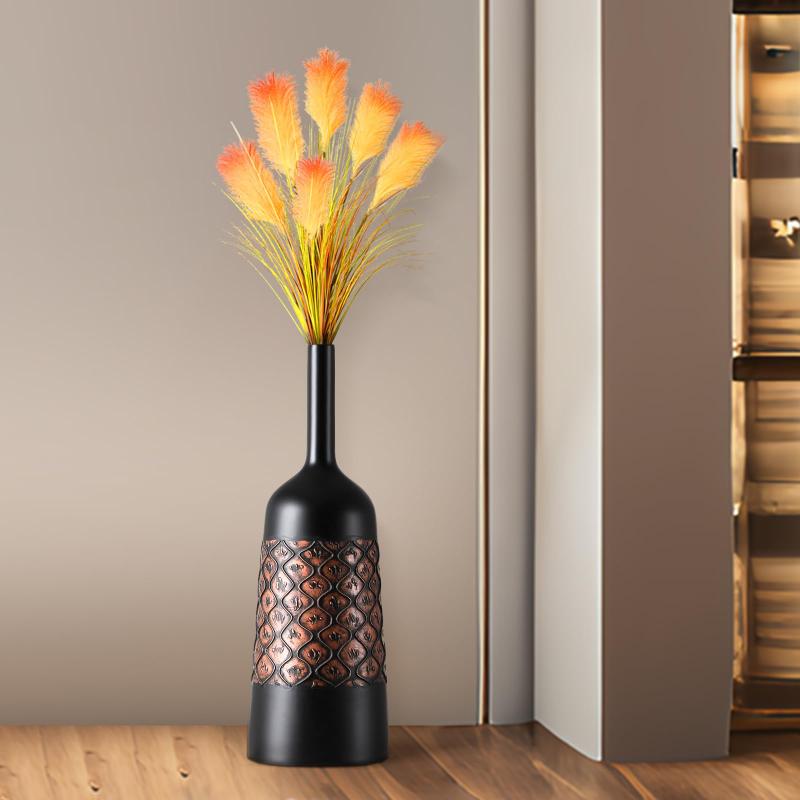 ブラック クラシカル 花瓶 背の高い床の装飾 花瓶 ラグジュアリー ホームデコ 大きな花瓶 花器 樹脂 花瓶 玄関 リビングルーム コーナー 装飾高品質の製造:プレミアム樹脂で作られたこの花瓶は、細心の職人技と厳格な品質管理を受けており、耐...